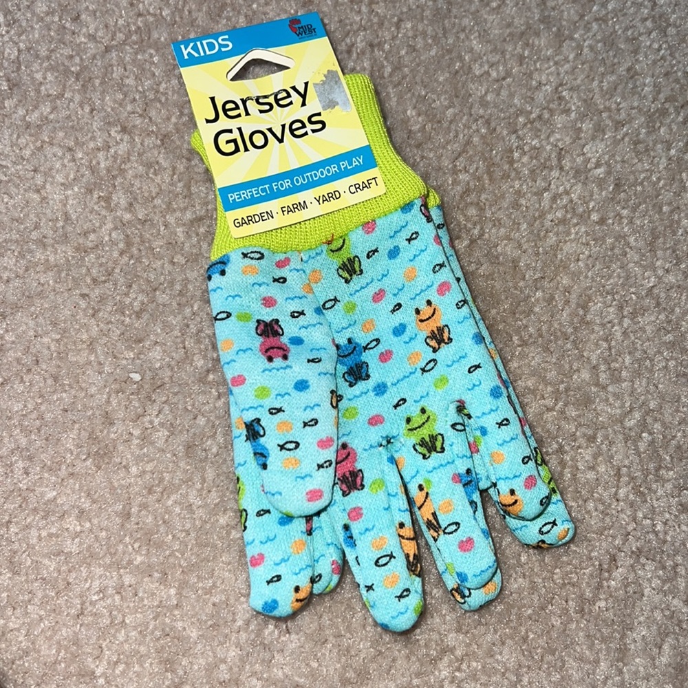 NWT Frog Print Kids Jersey Gloves